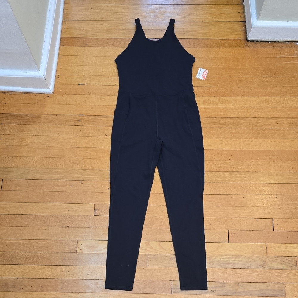 NWT, Free People Movement, Cutout Back Onesie Jumpsuit, Black, Women's S